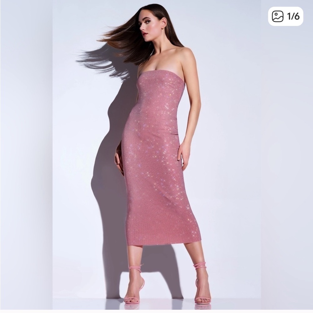 NWT SUSANA MONACO HAMPTONS RHINESTONE SPARKLE MIDI TUBE STRAPLESS DRESS SMALL